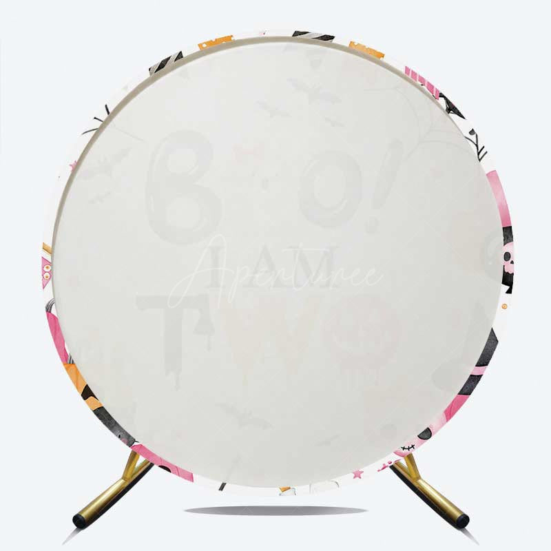 Aperturee Aperturee Pink Boo 2Nd Halloween Kids Round Birthday Backdrop