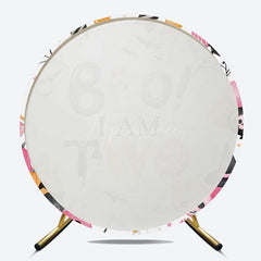 Aperturee Aperturee Pink Boo 2Nd Halloween Kids Round Birthday Backdrop