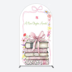 Aperturee - Aperturee Pink Book New Chapter Awaits Baby Shower Arch Backdrop