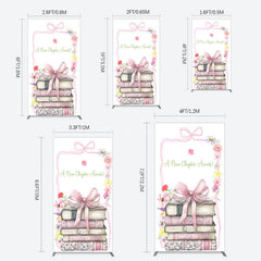 Aperturee - Aperturee Pink Book New Chapter Awaits Baby Shower Rectangle Backdrop