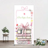 Aperturee - Aperturee Pink Book New Chapter Awaits Baby Shower Rectangle Backdrop