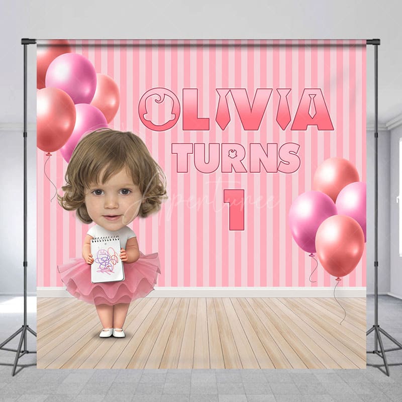 Aperturee - Aperturee Pink Boss Girl Custom Photo 1st Birthday Backdrop