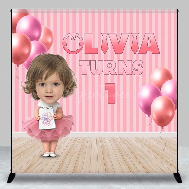 Aperturee - Aperturee Pink Boss Girl Custom Photo 1st Birthday Backdrop