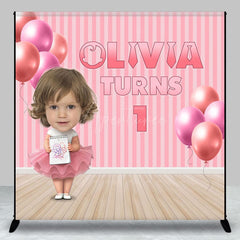 Aperturee - Aperturee Pink Boss Girl Custom Photo 1st Birthday Backdrop