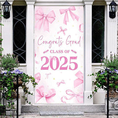 Aperturee - Aperturee Pink Bow Class of 2025 Congrats Graduation Door Cover