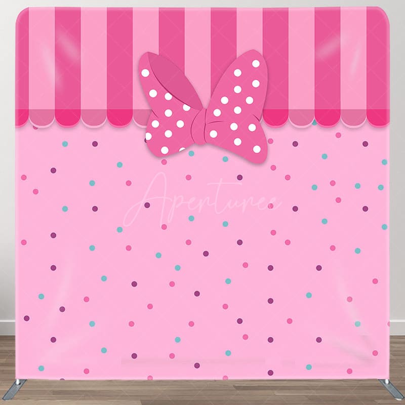 Aperturee - Aperturee Pink Bow Colorful Dots Birthday Pillow Cover Backdrop