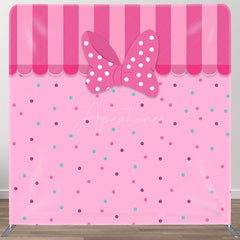 Aperturee - Aperturee Pink Bow Colorful Dots Birthday Pillow Cover Backdrop