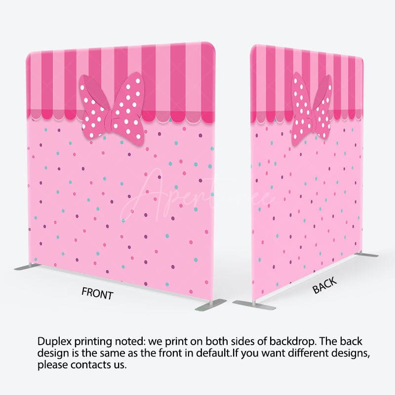 Aperturee - Aperturee Pink Bow Colorful Dots Birthday Pillow Cover Backdrop
