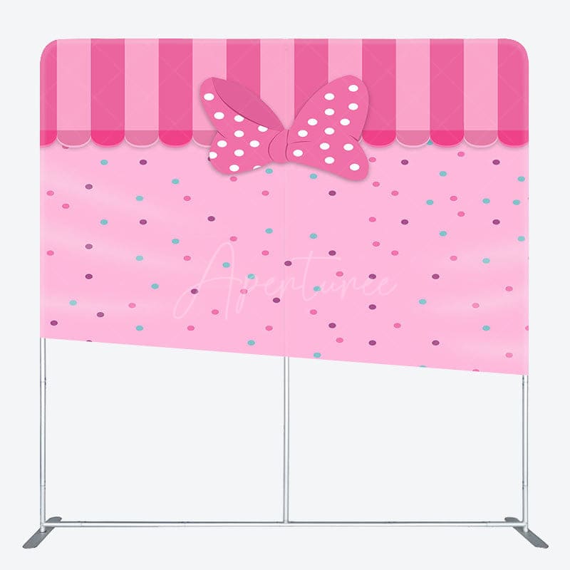 Aperturee - Aperturee Pink Bow Colorful Dots Birthday Pillow Cover Backdrop