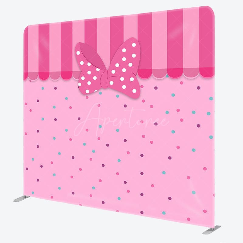 Aperturee - Aperturee Pink Bow Colorful Dots Birthday Pillow Cover Backdrop