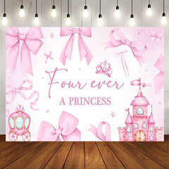 Aperturee - Aperturee Pink Bow Fairy Four Ever A Princess Birthday Backdrop