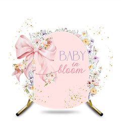 Aperturee - Aperturee Pink Bow Flower Baby In Bloom Baby Shower Round Cover