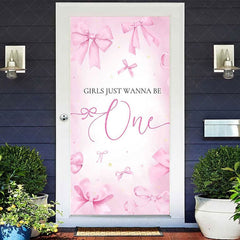 Aperturee - Aperturee Pink Bow Girls Just Wanna Be One Birthday Door Cover