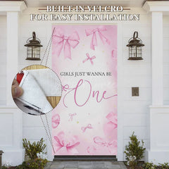 Aperturee - Aperturee Pink Bow Girls Just Wanna Be One Birthday Door Cover