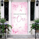 Aperturee - Aperturee Pink Bow Girls Just Wanna Be One Birthday Door Cover