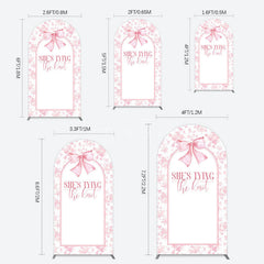 Aperturee - Aperturee Pink Bow Shes Tying The Knot Bridal Shower Arch Backdrop