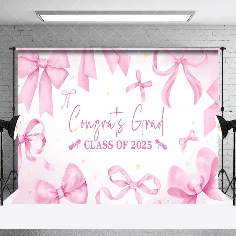 Aperturee - Aperturee Pink Bow Tie Class of 2025 Congrats Grad Backdrop