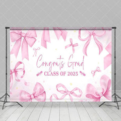 Aperturee - Aperturee Pink Bow Tie Class of 2025 Congrats Grad Backdrop