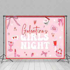 Aperturee - Aperturee Pink Bow Tie Heart Galentines Girls Night Backdrop
