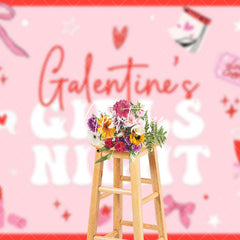 Aperturee - Aperturee Pink Bow Tie Heart Galentines Girls Night Backdrop