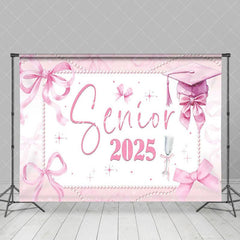 Aperturee - Aperturee Pink Bow Tie Map Senior 2025 Graduation Backdrop