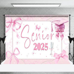 Aperturee - Aperturee Pink Bow Tie Map Senior 2025 Graduation Backdrop