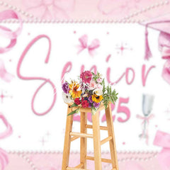 Aperturee - Aperturee Pink Bow Tie Map Senior 2025 Graduation Backdrop