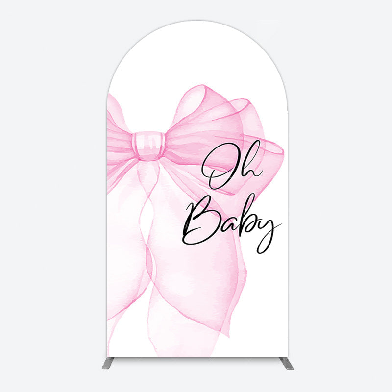 Aperturee - Aperturee Pink Bow Tie Oh Baby Gender Reveal Arch Backdrop