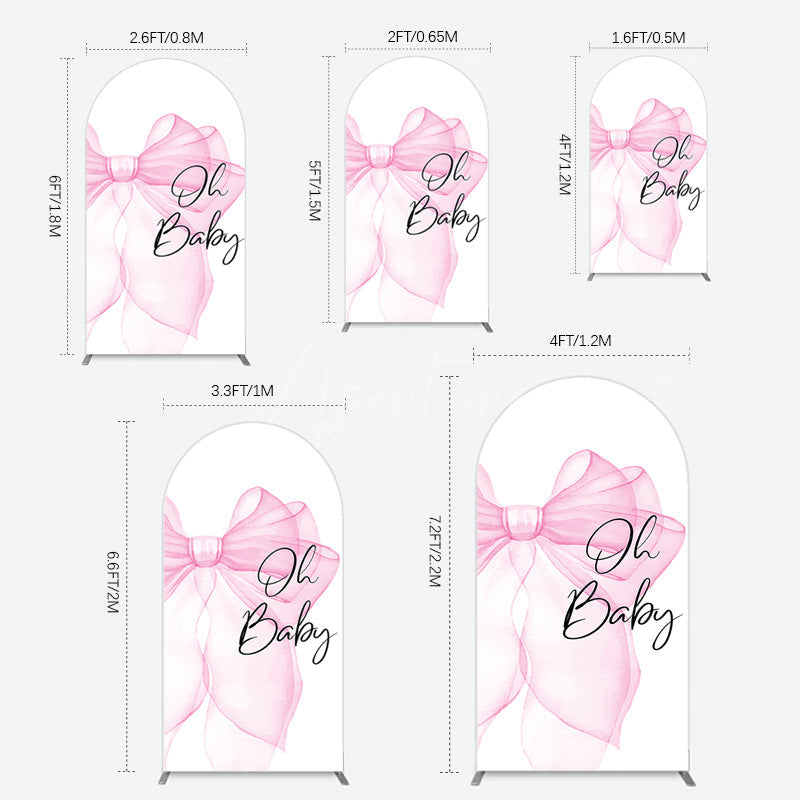 Aperturee - Aperturee Pink Bow Tie Oh Baby Gender Reveal Arch Backdrop