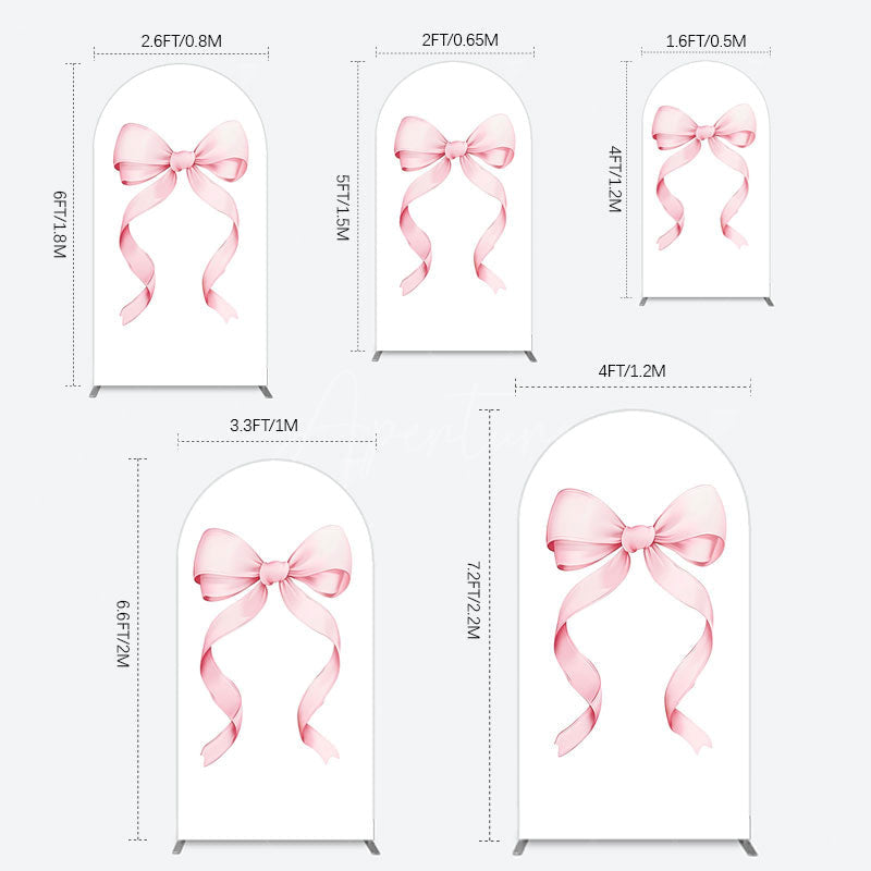 Aperturee - Aperturee Pink Bow White Birthday Party Arch Backdrop