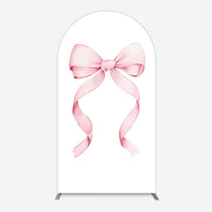 Aperturee - Aperturee Pink Bow White Birthday Party Arch Backdrop