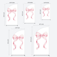 Aperturee - Aperturee Pink Bow White Birthday Party Half Moon Arch Backdrop