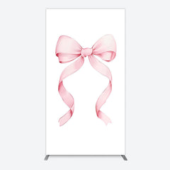 Aperturee - Aperturee Pink Bow White Birthday Party Rectangle Backdrop