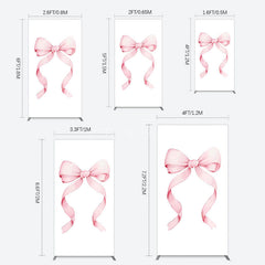 Aperturee - Aperturee Pink Bow White Birthday Party Rectangle Backdrop