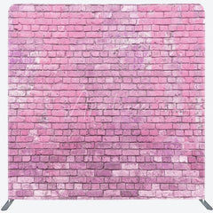 Aperturee - Aperturee Pink Brick Wall Double-Sided Tension Fabric Backdrop for Chic Party Decor Urban Loft Style Photo Booth