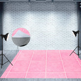 Aperturee - Aperturee Pink Brick Wall Girl Theme Fabric Floor Backdrop