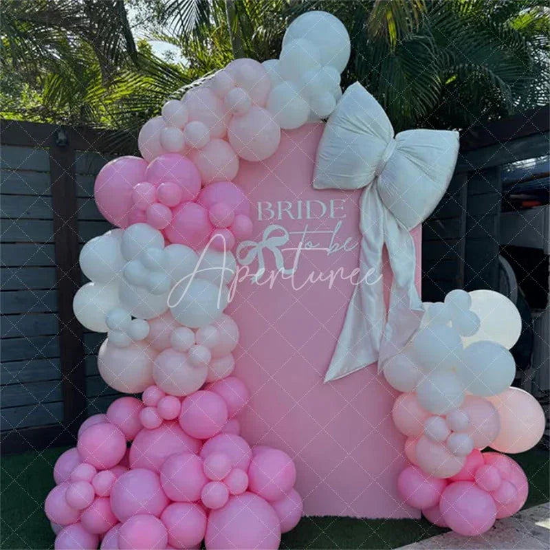 Aperturee - Aperturee Pink Bride To Be Bow Bridal Shower Arch Backdrop