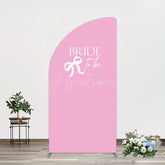 Aperturee - Aperturee Pink Bride To Be Bow Bridal Shower Half Moon Arch Backdrop