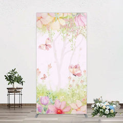 Aperturee - Aperturee Pink Butterfly Spring Cartoon Birthday Rectangle Backdrop