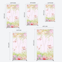 Aperturee - Aperturee Pink Butterfly Spring Cartoon Birthday Rectangle Backdrop