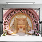 Aperturee - Aperturee Pink Cake Shop Bake Store Floral Photography Backdrop