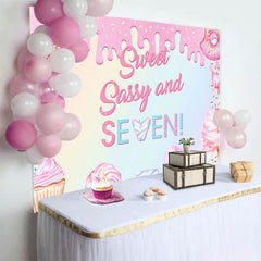 Aperturee - Aperturee Pink Candyland Sweet Sassy And Seven Birthday Backdrop