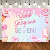 Aperturee - Aperturee Pink Candyland Sweet Sassy And Seven Birthday Backdrop