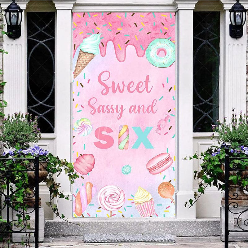 Aperturee - Aperturee Pink Candyland Sweet Sassy And Six Birthday Door Cover