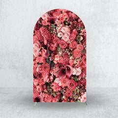 Aperturee - Aperturee Pink Carnation Floral Wall Arch Backdrop 3D Flowers Photo Prop Elegant Wedding Bridal Shower Decor