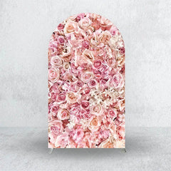 Aperturee - Aperturee Pink Carnation Floral Wall Arch Backdrop 3D Flowers Photo Prop Elegant Wedding Bridal Shower Decor