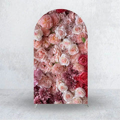 Aperturee - Aperturee Pink Carnation Floral Wall Arch Backdrop 3D Flowers Photo Prop Elegant Wedding Bridal Shower Decor