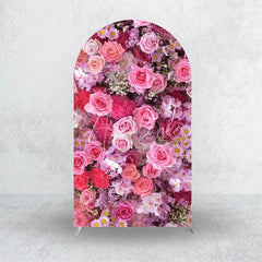 Aperturee - Aperturee Pink Carnation Floral Wall Arch Backdrop 3D Flowers Photo Prop Elegant Wedding Bridal Shower Decor