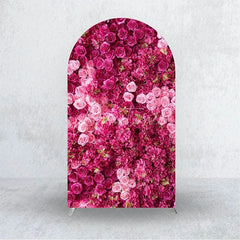 Aperturee - Aperturee Pink Carnation Floral Wall Arch Backdrop 3D Flowers Photo Prop Elegant Wedding Bridal Shower Decor