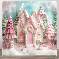 Aperturee - Aperturee Pink Castle Christmas Party Square Tension Backdrop